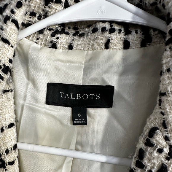 Talbots Black and White Tweed Heavy Winter Jacket Blazer - Picture 7 of 8